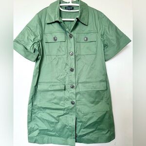 J.Crew Gamine Shirt Dress in Twill Olive Army Green Military Utility Shift